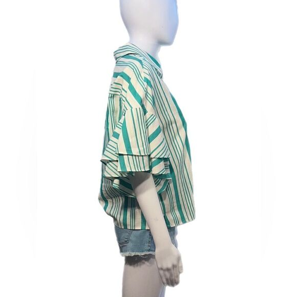 Retro Striped Button Down Shirt NWOT - Picture 7 of 12